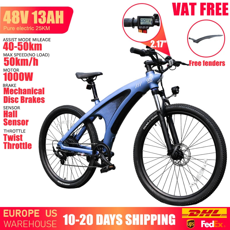HUANCI Q5 Electric Bikes for Adults 1000W 48V 13AH Ebikes E Bikes Electric Bicycles 50km/h Electric Dirt Bike Electric E Bikes