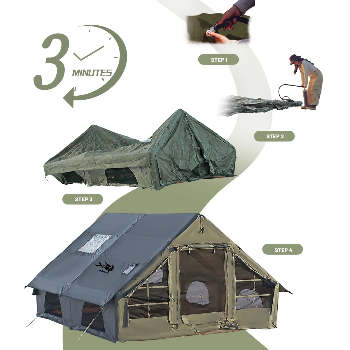 Inflatable Glamping Tent Weatherproof Outdoor Family Camping Shelter