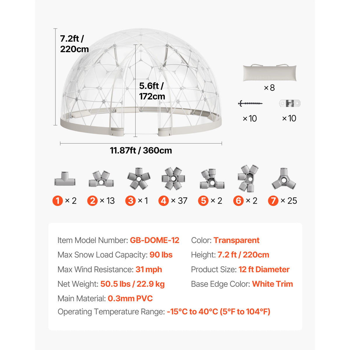Weatherproof Geodesic Garden Dome Tent For Outdoor Camping