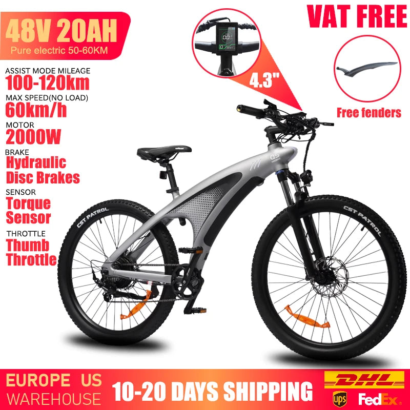 HUANCI Q5 Electric Bikes for Adults 1000W 48V 13AH Ebikes E Bikes Electric Bicycles 50km/h Electric Dirt Bike Electric E Bikes