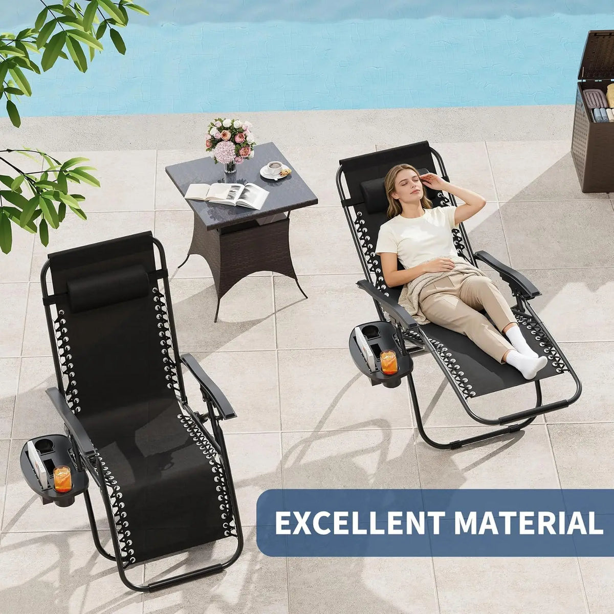 HiMISS Adjustable Reclining Patio Lounge Chair With Pillow
