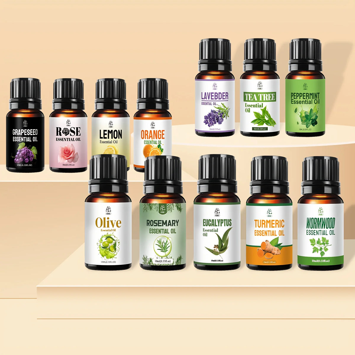 12pc Skin Care Blend Essential Oil - Natural Plant Extract, Used For Massage, Skin Care, Facial, Hair Skin Care Oil, Rich And Long-lasting Fragrance Essential Oil.