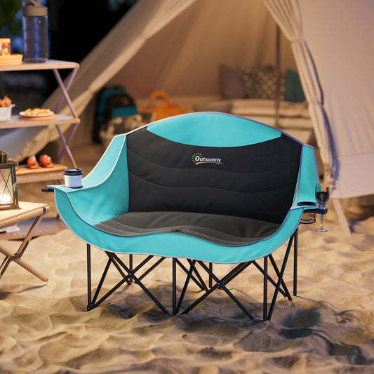 Outsunny Padded Folding Double Camping Chair For Adults