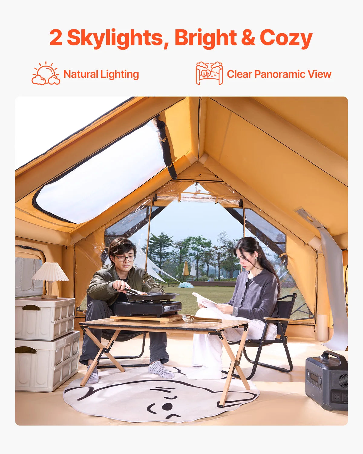 Vevor Inflatable Camping Tent With Stove Jack And Skylight Vent