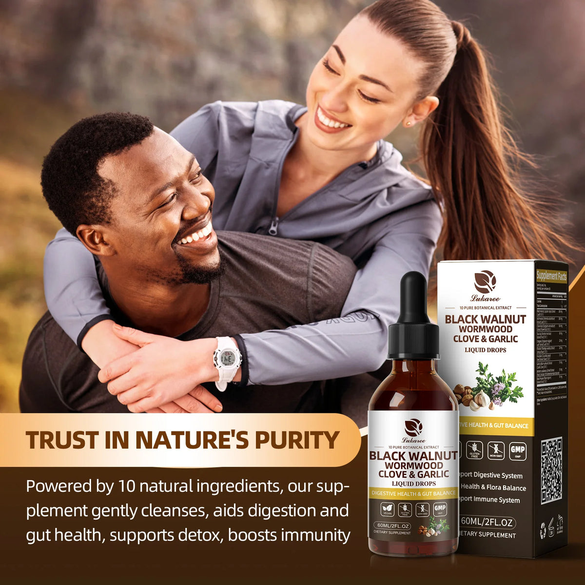 Lukaree Black Walnut Wormwood Garlic Drops For Immune Support