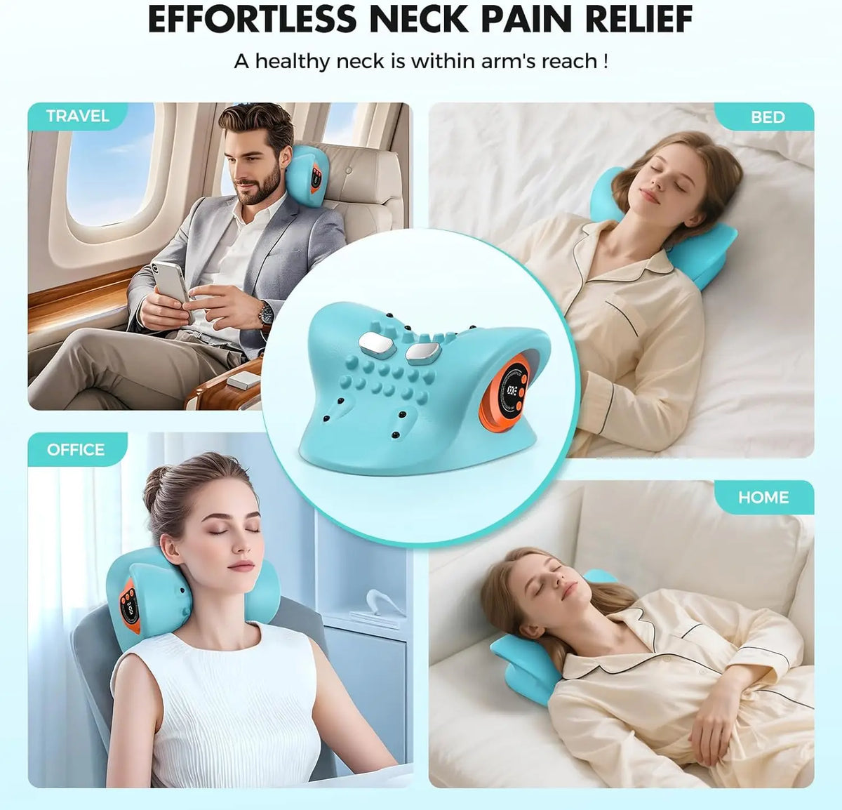 Rechargeable Shiatsu Neck Massager Pillow With Heat And Vibration