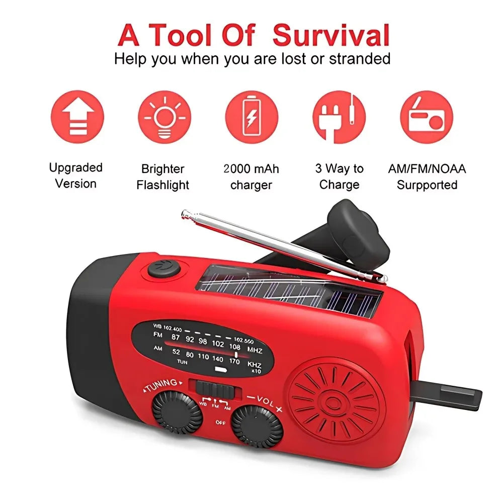 Hand Crank Emergency Radio With Power Bank And Flashlight