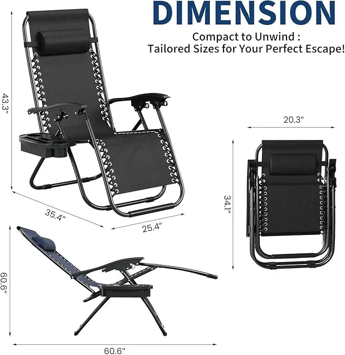 HiMISS Adjustable Reclining Patio Lounge Chair With Pillow