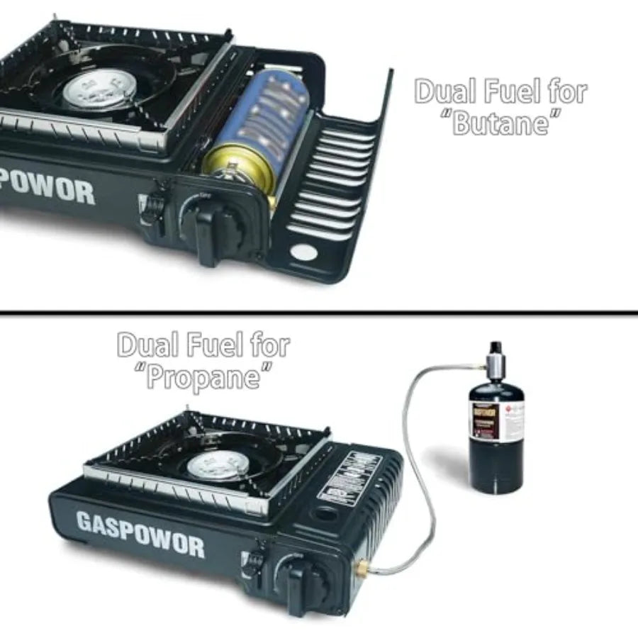 Dual Fuel Portable Gas Stove With Auto Ignition And Windshield