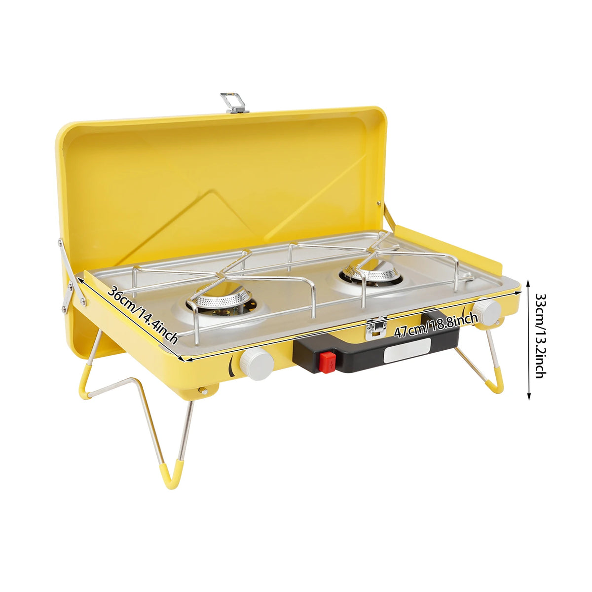 Portable Two Burner Gas Camping Stove With Piezo Ignition