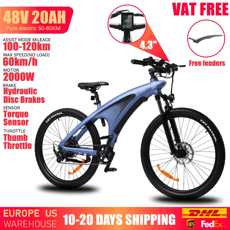 HUANCI Q5 Electric Bikes for Adults 1000W 48V 13AH Ebikes E Bikes Electric Bicycles 50km/h Electric Dirt Bike Electric E Bikes