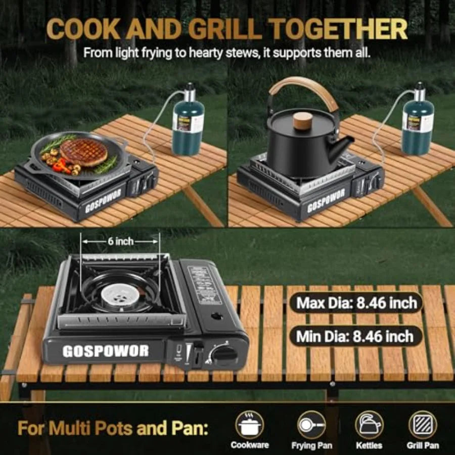 Dual Fuel Portable Gas Stove With Auto Ignition And Windshield