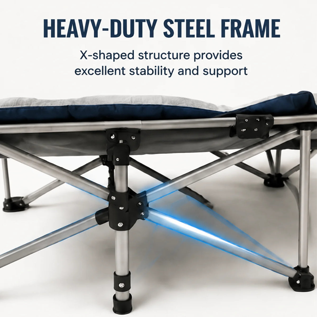 Portable Foldable Camping Cot With Thick Padded Mattress For Guests