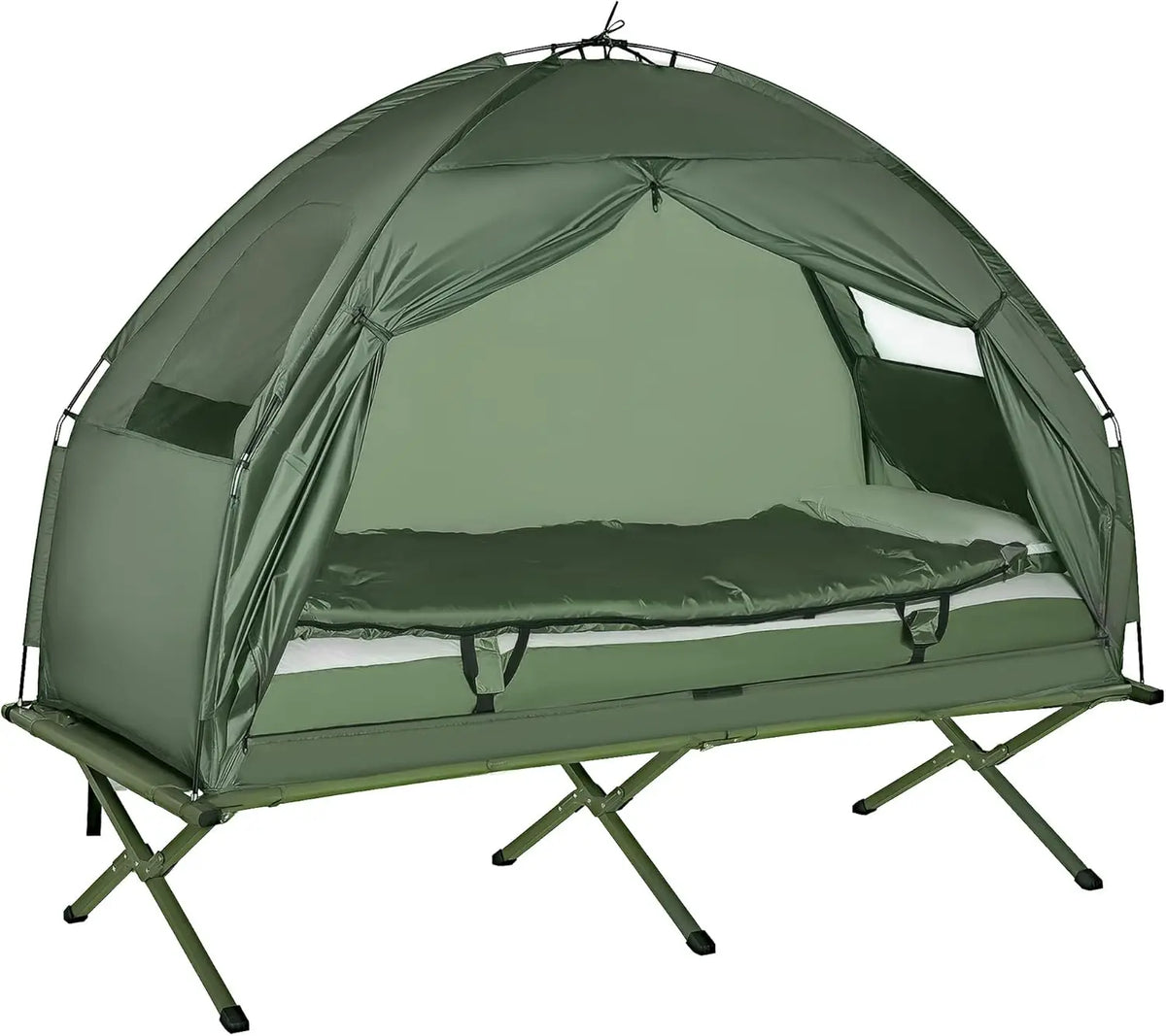 6-In-1 Folding Camping Cot With Mattress Pillow Sleeping Bag