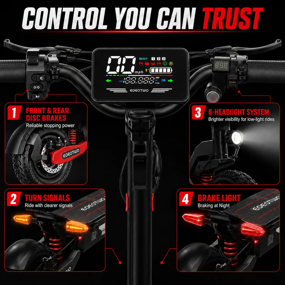 Eoeotwo GT06 Adult Electric Scooter 1200W Motor Foldable Commuter Edition