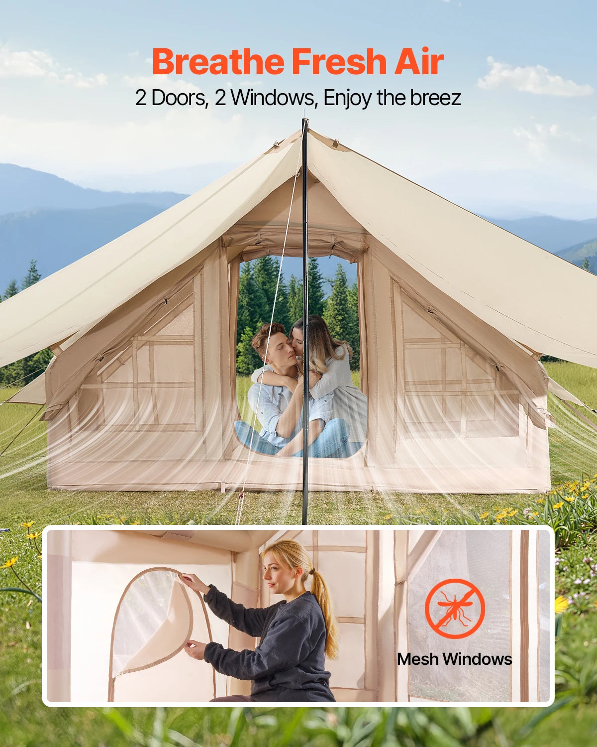 SucceBuy Inflatable Camping Tent Easy Setup Includes Hand Pump
