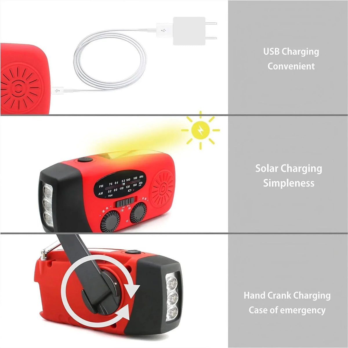 Solar Hand Crank Emergency Radio With Flashlight And Power Bank