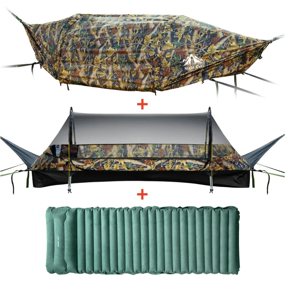 Night Cat Flat Lay Hammock Tent With Mosquito Net And Rainfly