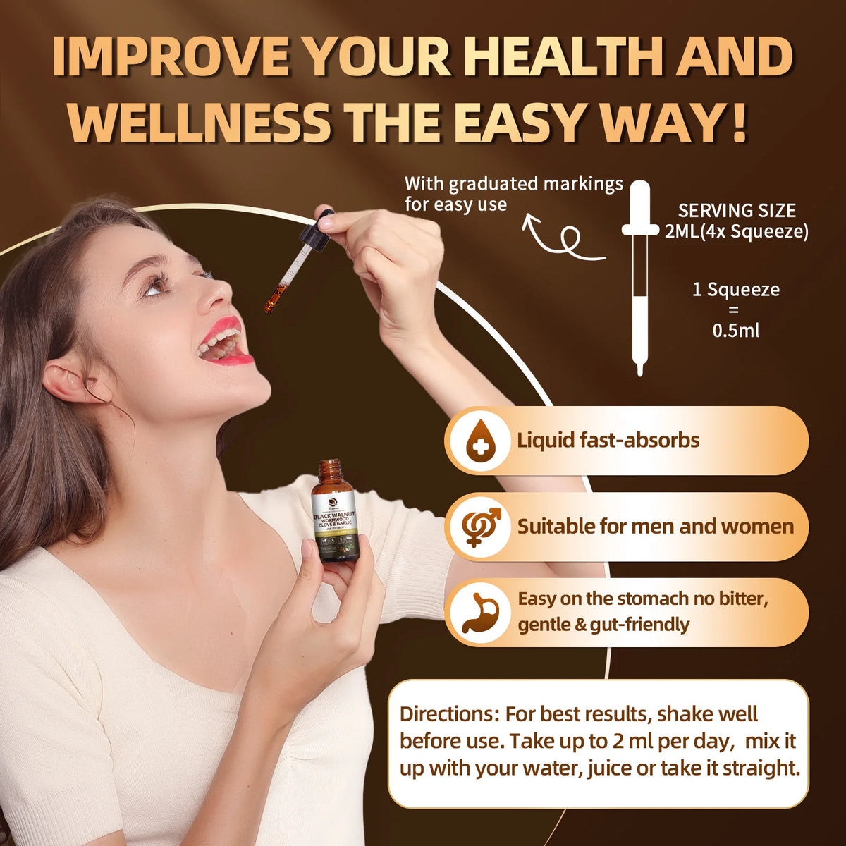 Lukaree Black Walnut Wormwood Garlic Drops For Immune Support