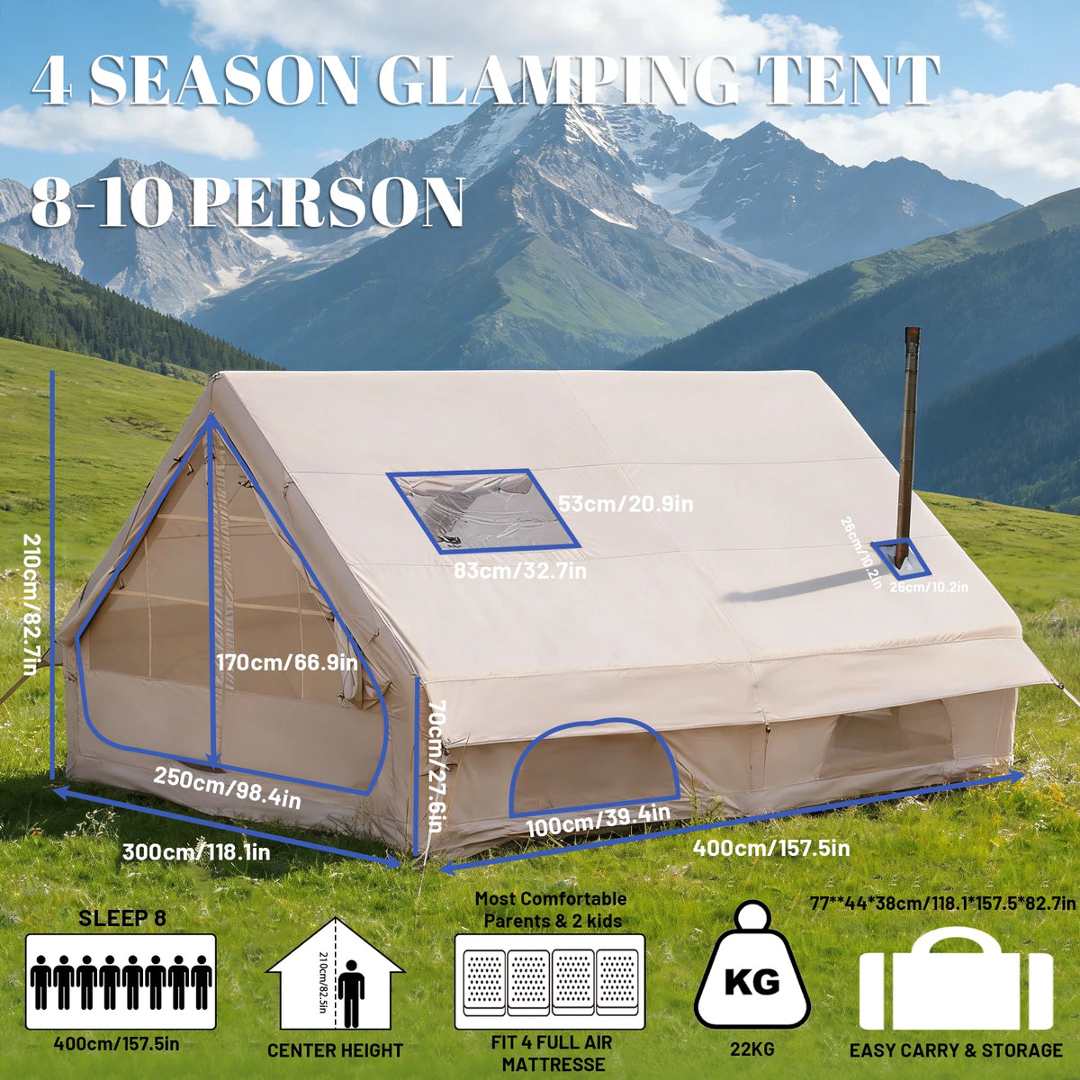 Pakicetus Inflatable Glamping Tent With Manual Pump