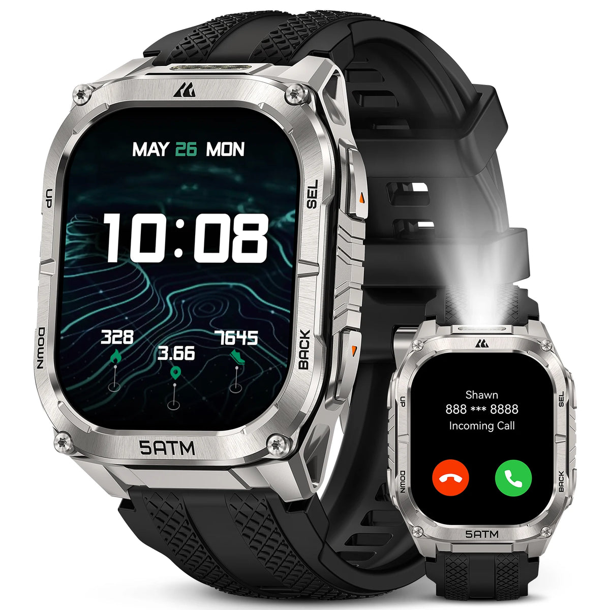 Kospet Tank M4C GPS Smartwatch With Flashlight And Health Tracking