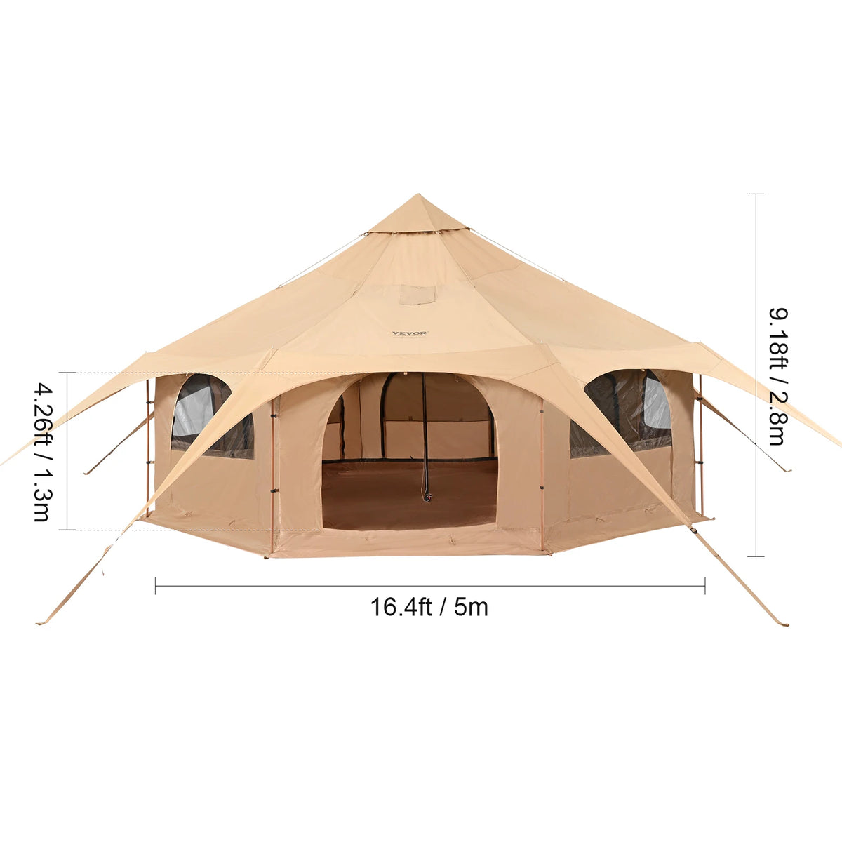 SucceBuy Canvas Bell Tent Four Seasons Camping Yurt With Stove