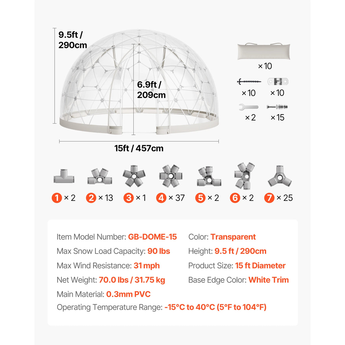 Weatherproof Geodesic Garden Dome Tent For Outdoor Camping