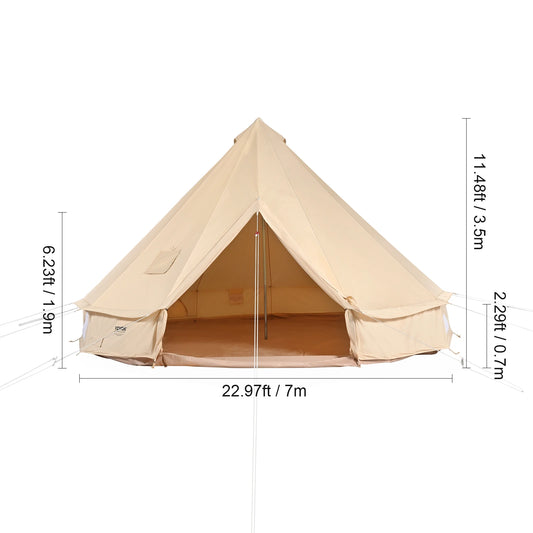 SucceBuy Canvas Bell Tent Four Seasons Camping Yurt With Stove