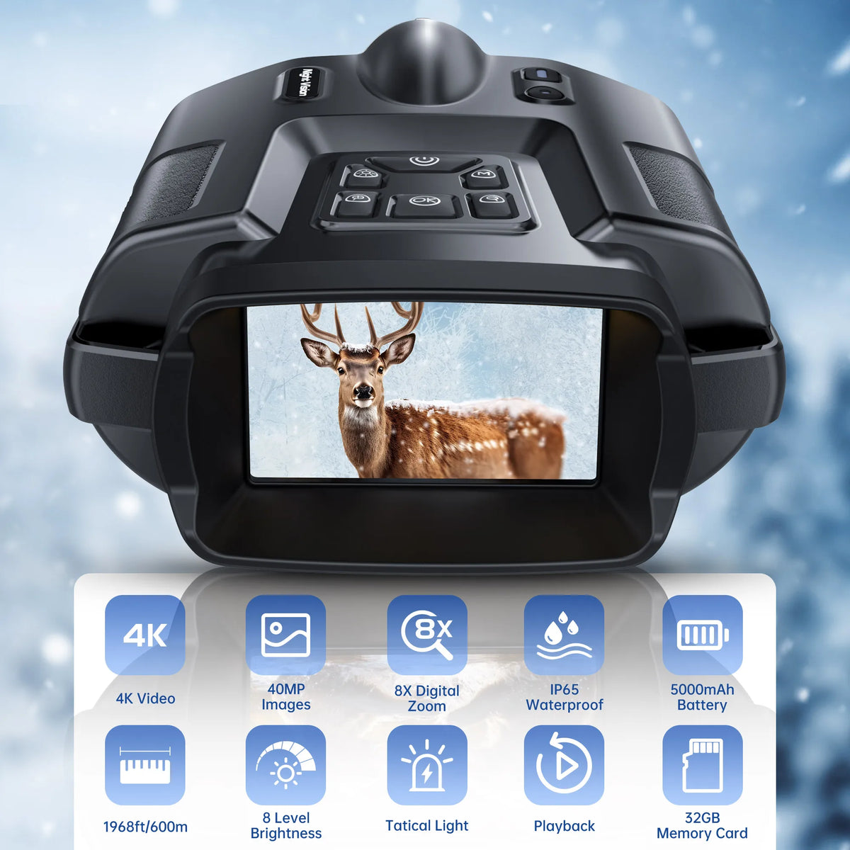 USB Rechargeable 4K Night Vision Binoculars With Infrared Digital Zoom