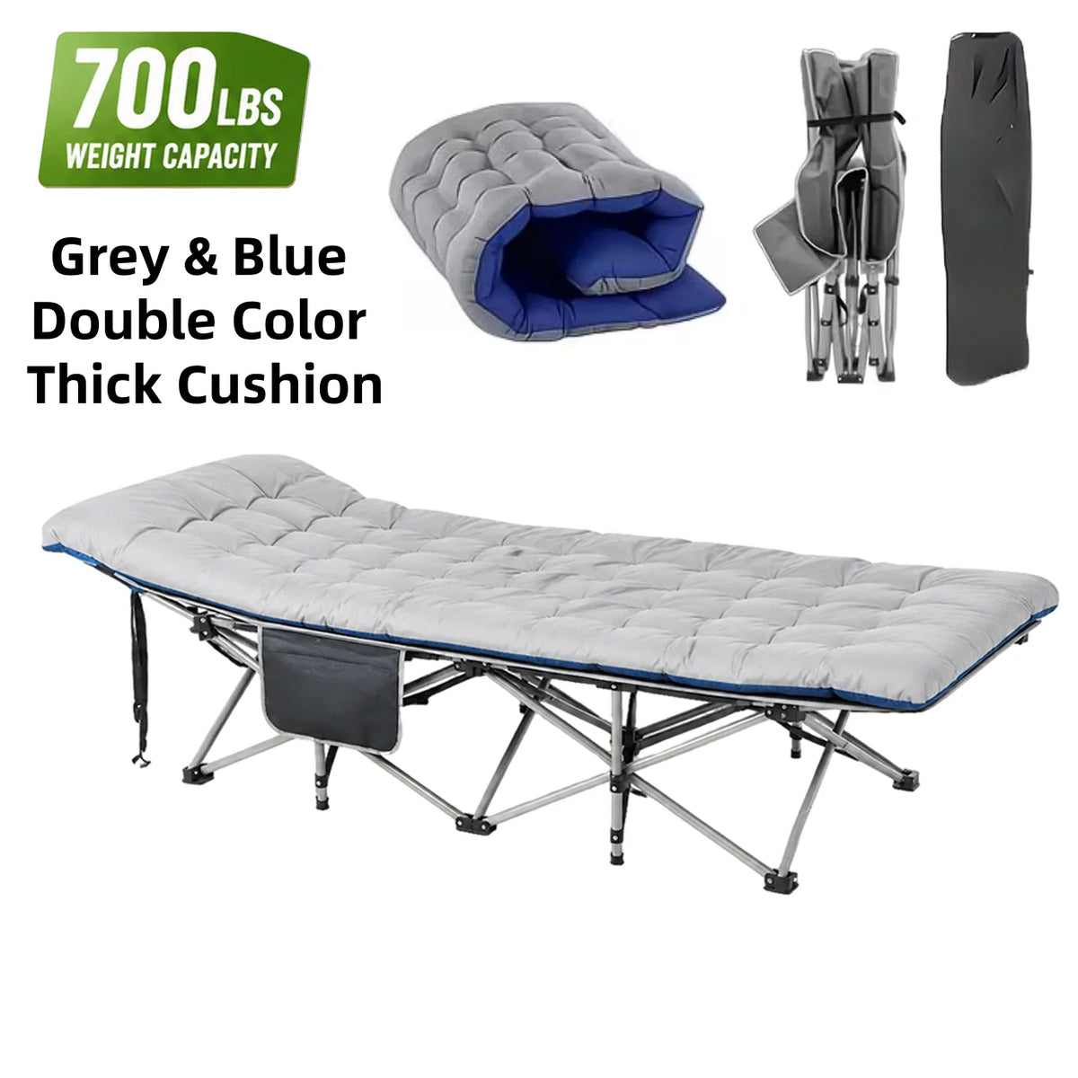 Heavy Duty Folding Camping Cot With Thick Padded Mattress