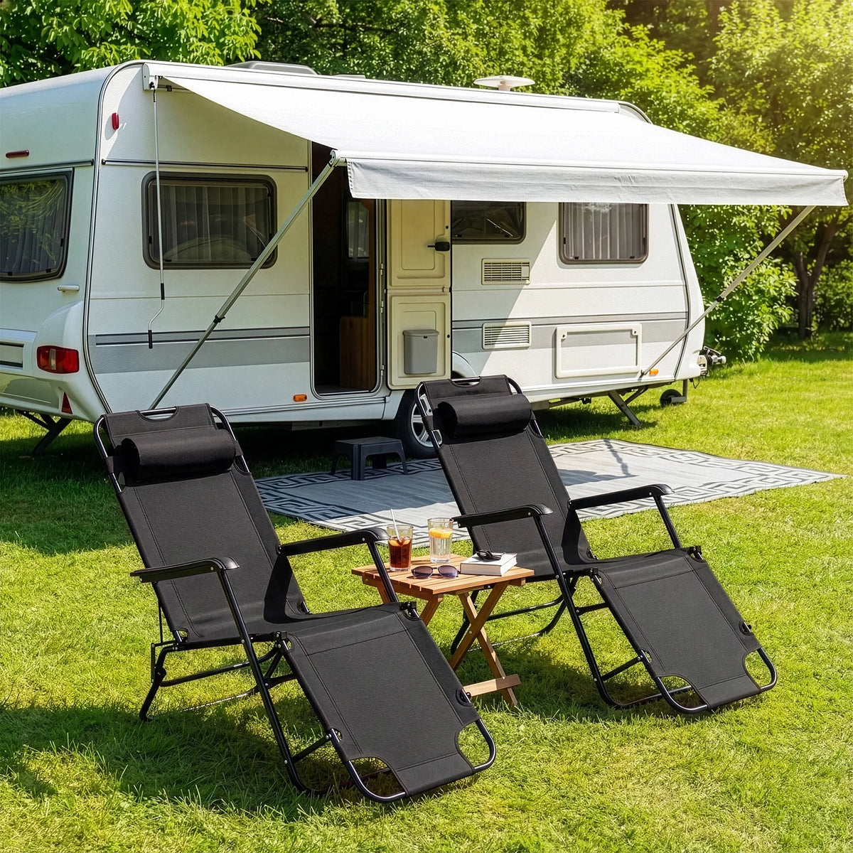 Heavy Duty Portable Folding Reclining Chair For Outdoor Camping