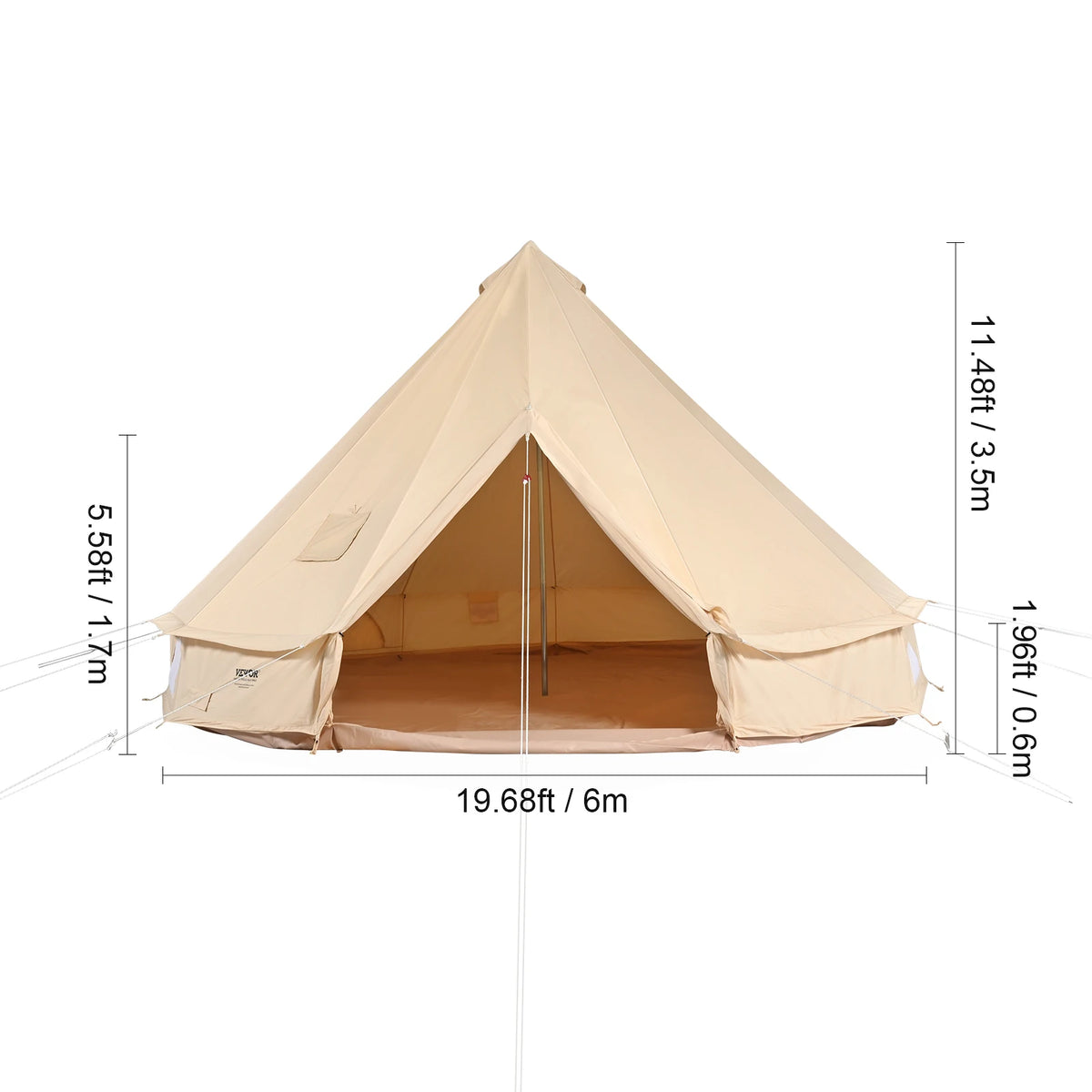 SucceBuy Canvas Bell Tent With Stove Vent And Aluminum Frame